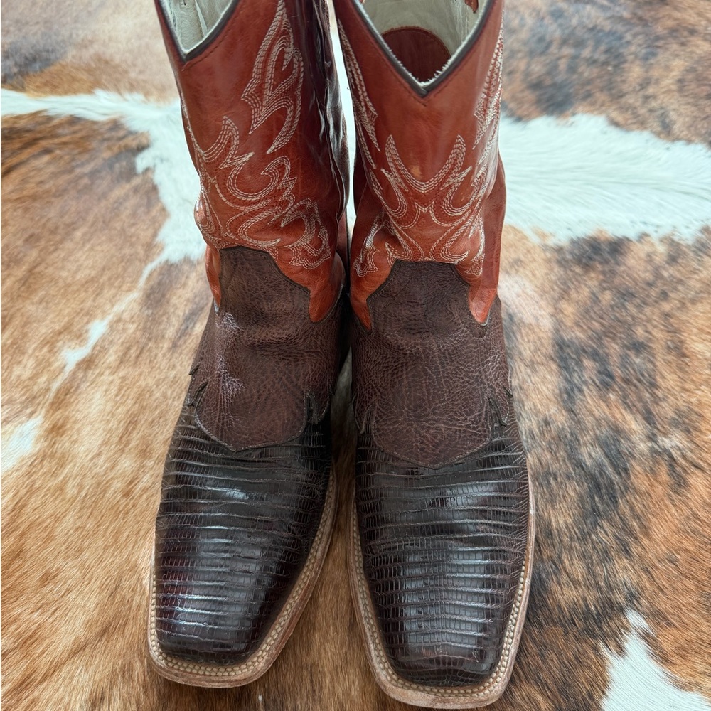 JB Dillon Reserve Line Teju Lizard Men’s 13D Cowboy Boots - Picture 2 of 8